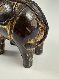 A Vietnamese gilt-lacquered bronze 'Elephant' ewer, 19th C.