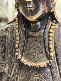 A Chinese bronze Bodhisattva seated on a lotus throne, 20th C.