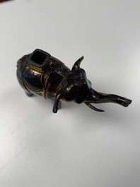 A Vietnamese gilt-lacquered bronze 'Elephant' ewer, 19th C.