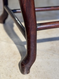 A set of six fine Chinese marble-inset hongmu chairs, 19th C.