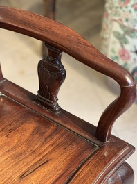 A set of six fine Chinese marble-inset hongmu chairs, 19th C.