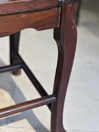 A set of six fine Chinese marble-inset hongmu chairs, 19th C.