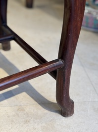 A set of six fine Chinese marble-inset hongmu chairs, 19th C.