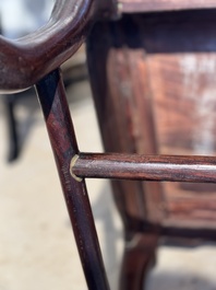 A set of six fine Chinese marble-inset hongmu chairs, 19th C.