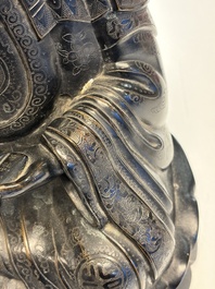 A Chinese bronze Bodhisattva seated on a lotus throne, 20th C.
