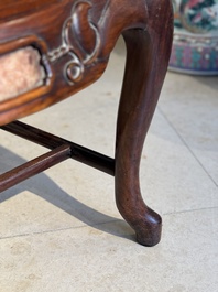 A set of six fine Chinese marble-inset hongmu chairs, 19th C.