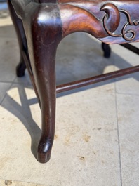 A set of six fine Chinese marble-inset hongmu chairs, 19th C.