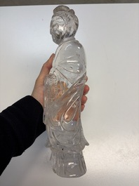 A Chinese carved rock crystal Guanyin, 20th C.
