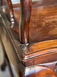 A set of six fine Chinese marble-inset hongmu chairs, 19th C.