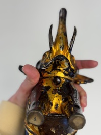 A Vietnamese gilt-lacquered bronze 'Elephant' ewer, 19th C.