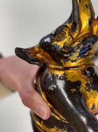 A Vietnamese gilt-lacquered bronze 'Elephant' ewer, 19th C.