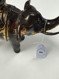 A Vietnamese gilt-lacquered bronze 'Elephant' ewer, 19th C.