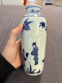 A Japanese blue and white vase, a jug and a bowl, 17th C. and later