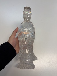 A Chinese carved rock crystal Guanyin, 20th C.