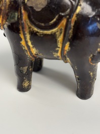 A Vietnamese gilt-lacquered bronze 'Elephant' ewer, 19th C.