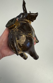 A Vietnamese gilt-lacquered bronze 'Elephant' ewer, 19th C.