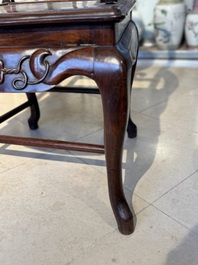 A set of six fine Chinese marble-inset hongmu chairs, 19th C.