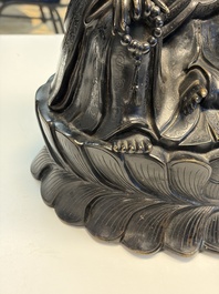 A Chinese bronze Bodhisattva seated on a lotus throne, 20th C.