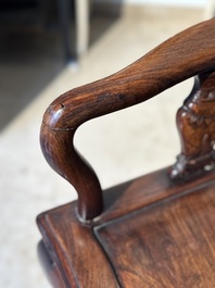 A set of six fine Chinese marble-inset hongmu chairs, 19th C.