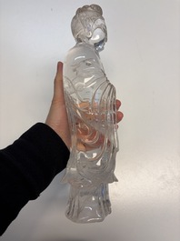 A Chinese carved rock crystal Guanyin, 20th C.