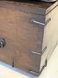 A Korean wrought-iron mounted wooden coin chest (Ton-Kwe), Joseon, 18/19th C.