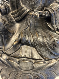 A Chinese bronze Bodhisattva seated on a lotus throne, 20th C.