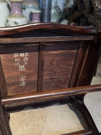 A set of six fine Chinese marble-inset hongmu chairs, 19th C.