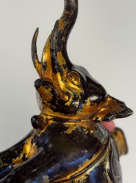 A Vietnamese gilt-lacquered bronze 'Elephant' ewer, 19th C.