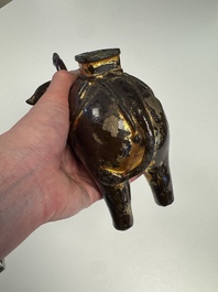 A Vietnamese gilt-lacquered bronze 'Elephant' ewer, 19th C.