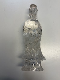 A Chinese carved rock crystal Guanyin, 20th C.