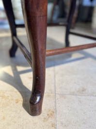 A set of six fine Chinese marble-inset hongmu chairs, 19th C.