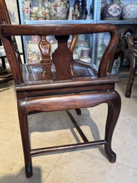 A set of six fine Chinese marble-inset hongmu chairs, 19th C.