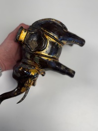 A Vietnamese gilt-lacquered bronze 'Elephant' ewer, 19th C.