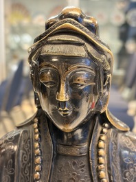 A Chinese bronze Bodhisattva seated on a lotus throne, 20th C.