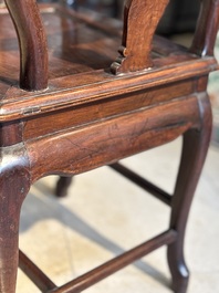 A set of six fine Chinese marble-inset hongmu chairs, 19th C.
