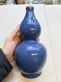 Three Chinese monochrome-glazed vases, Kangxi mark, 19/20th C.