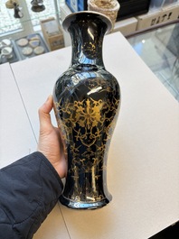 Three Chinese monochrome-glazed vases, Kangxi mark, 19/20th C.