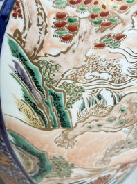 A large Japanese Imari 'Shishi Lions' vase, Kutani Taniguchi 九谷 谷口 mark, Meiji, 19th C.