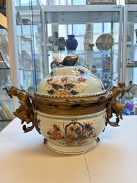 A Chinese gilt-bronze-mounted Imari-style tureen and cover, Qianlong