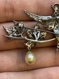 Roger Jean Pierre (ca. 1910 -1984) for Christian Dior: A rare silver 'En Tremblant' bird brooch with enamel, paste and glass pearls, 1958