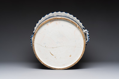 A large French blue and white 'Orange Tree' jardini&egrave;re, Nevers, 18th C.