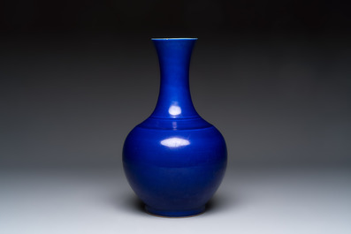 A Chinese blue-glazed bottle vase, 19th C.