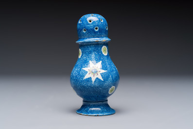 Four polychrome Brussels faience casters, 18/19th C.