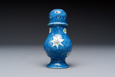Four polychrome Brussels faience casters, 18/19th C.