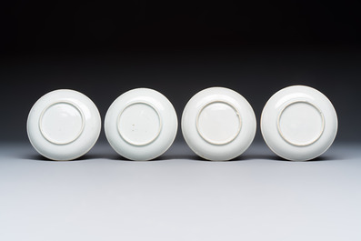 Eight sets of Chinese famille rose cups and saucers with floral design, Qianlong