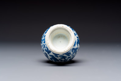 Five Chinese blue and white wares, three silver-mounted, Kangxi