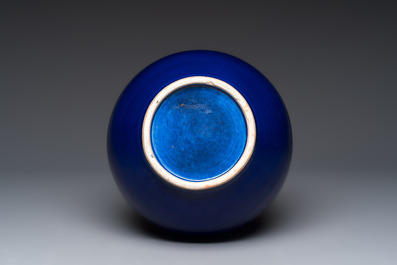 A Chinese blue-glazed bottle vase, 19th C.