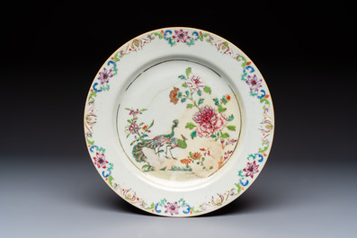 Nine Chinese famille rose plates with floral design, Qianlong
