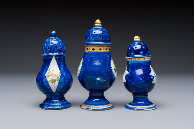 Four polychrome Brussels faience casters, 18/19th C.