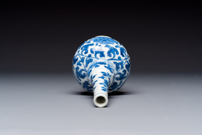 Five Chinese blue and white wares, three silver-mounted, Kangxi